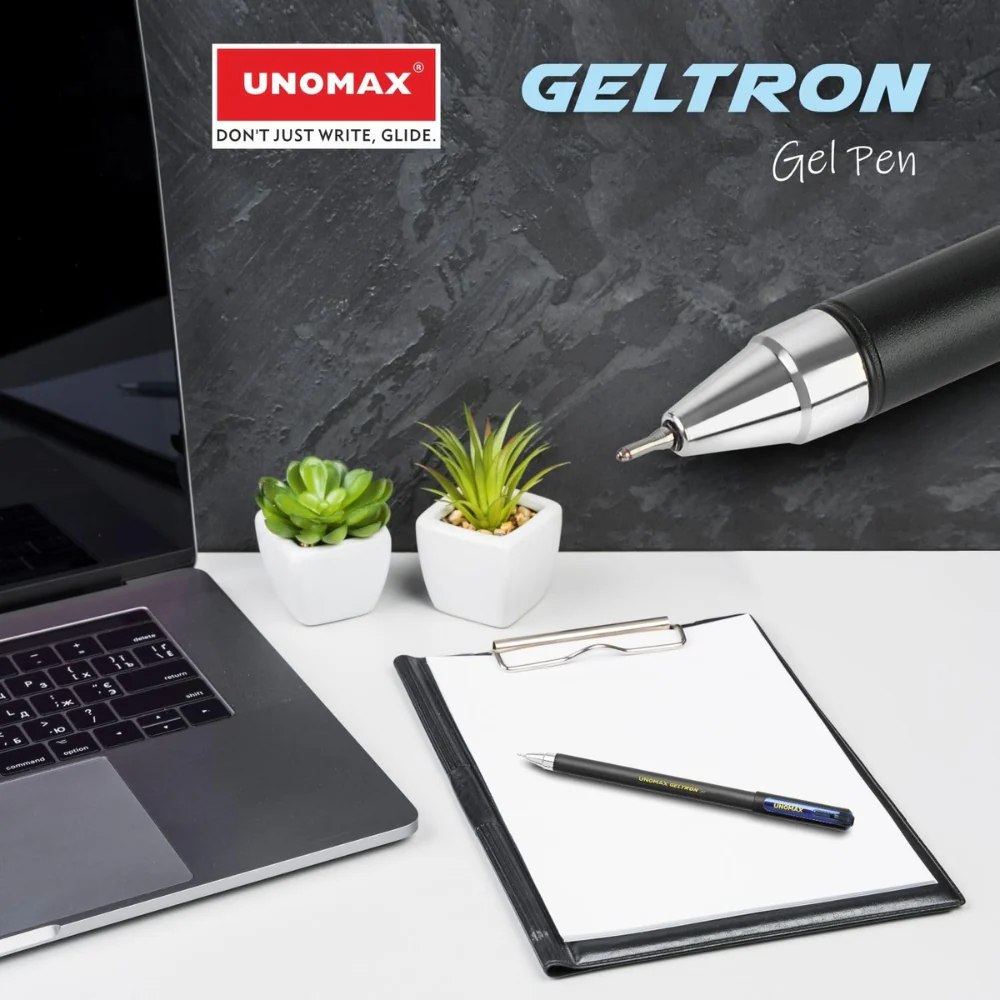 Unomax Geltron Gel Pen - Blue, Premium Matt Finish, Super Smooth Writing (Pack of 1) - Image 4